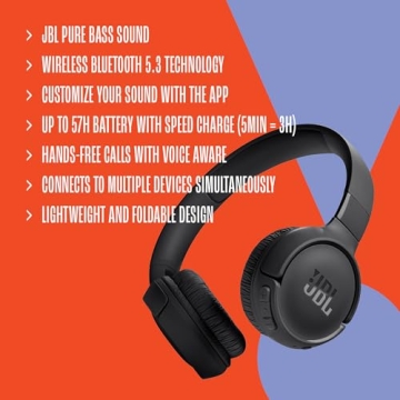 JBL Tune 520BT Wireless Headphones - 57H Battery Life