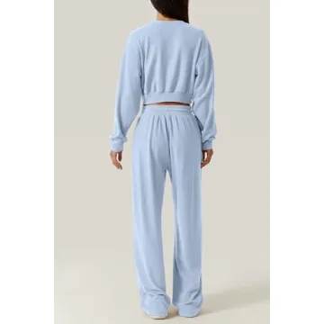 QINSEN 2 Piece Cozy Lounge Set for Women in Sky Blue