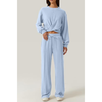 QINSEN 2 Piece Cozy Lounge Set for Women in Sky Blue