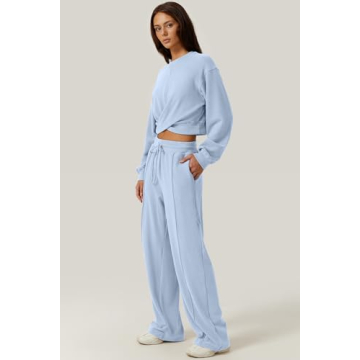 QINSEN 2 Piece Cozy Lounge Set for Women in Sky Blue