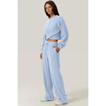QINSEN 2 Piece Cozy Lounge Set for Women in Sky Blue