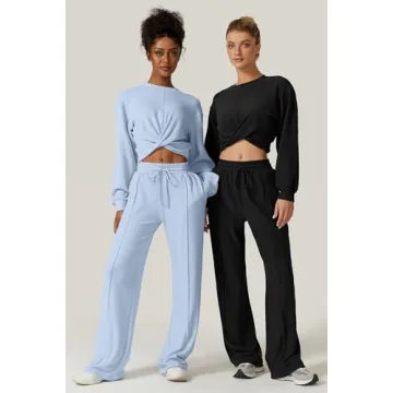 QINSEN 2 Piece Cozy Lounge Set for Women in Sky Blue