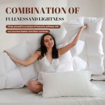 WhatsBedding Feather Comforter,Filled with Feather and DownFiber, White Twin Size All Season Duvet Insert, Luxurious Hotel Bed Comforter,100% Cotton Cover, Medium Warmth with Corner Tabs,68x90 Inch