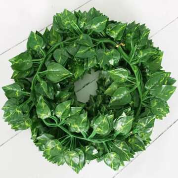 12 Pack Fake Vines for Room Decor Aesthetic Artificial Plant Ivy Leaves Hanging Greenery Garlands for Home Bedroom Wall Wedding Party Decor