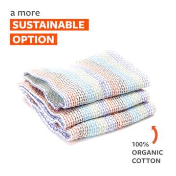 Full Circle Tidy 100% Organic Cotton Dish Cloths, Set of 3, Multicolored