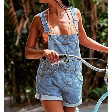 Stylish Talakeno Women's Denim Bib Overall Shorts for Summer