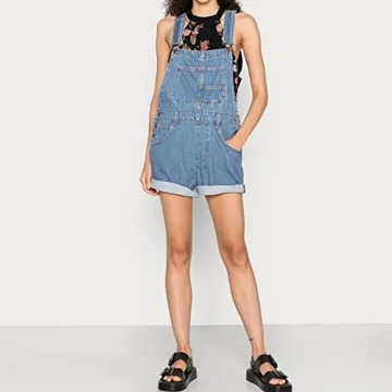 Stylish Talakeno Women's Denim Bib Overall Shorts for Summer