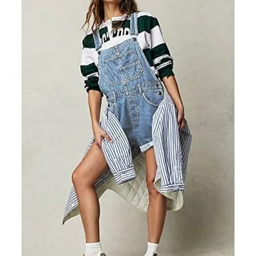 Stylish Talakeno Women's Denim Bib Overall Shorts for Summer