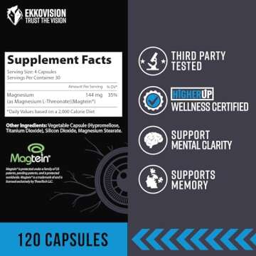 Ekko Magtein Magnesium L-Threonate, Memory & Cognitive Function Support, Magnesium Supplement with E...