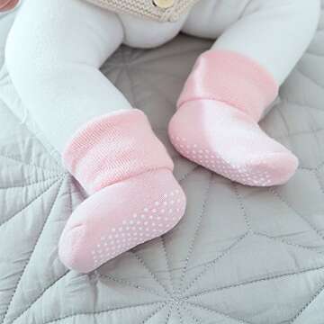 VWU Baby Toddler Kids Ankle Crew Socks with Grips Unisex Warm Thick Cotton Winter Socks 3-12 Months 6 Color