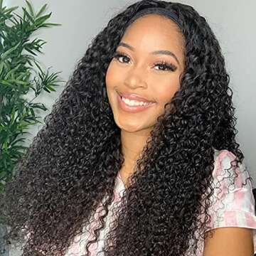 Eooma Glueless Wigs Human Hair Curly Headband Wig for Black Women (20 inch) Brazilian Remy Hair Curl...