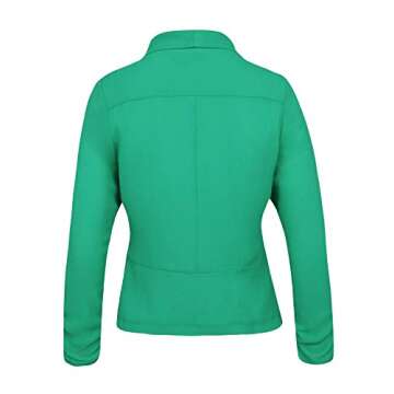 Michel Women's 3/4 Sleeve Blazer Light Weight Chiffon Casual Open Front Cardigan Jacket Work Office Style with Plus Size