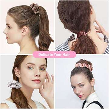 Colorful Hair Scrunchies for Girls, Velvet & Chiffon Hair Ties Ropes Scrunchy for Ponytail Holder Lovely Hair Accessories for Women and Girls Hair Bobble Bands(5 pcs Velvet & 5 pcs Chiffon)