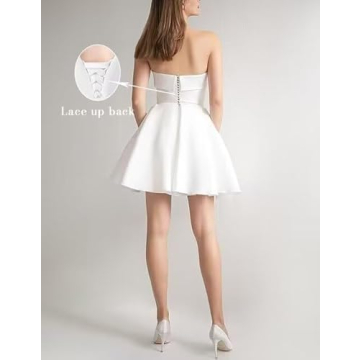 Elegant Ivory Short Prom Dress with Pockets for Women