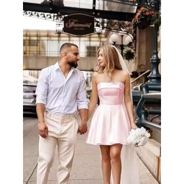 Elegant Ivory Short Prom Dress with Pockets for Women