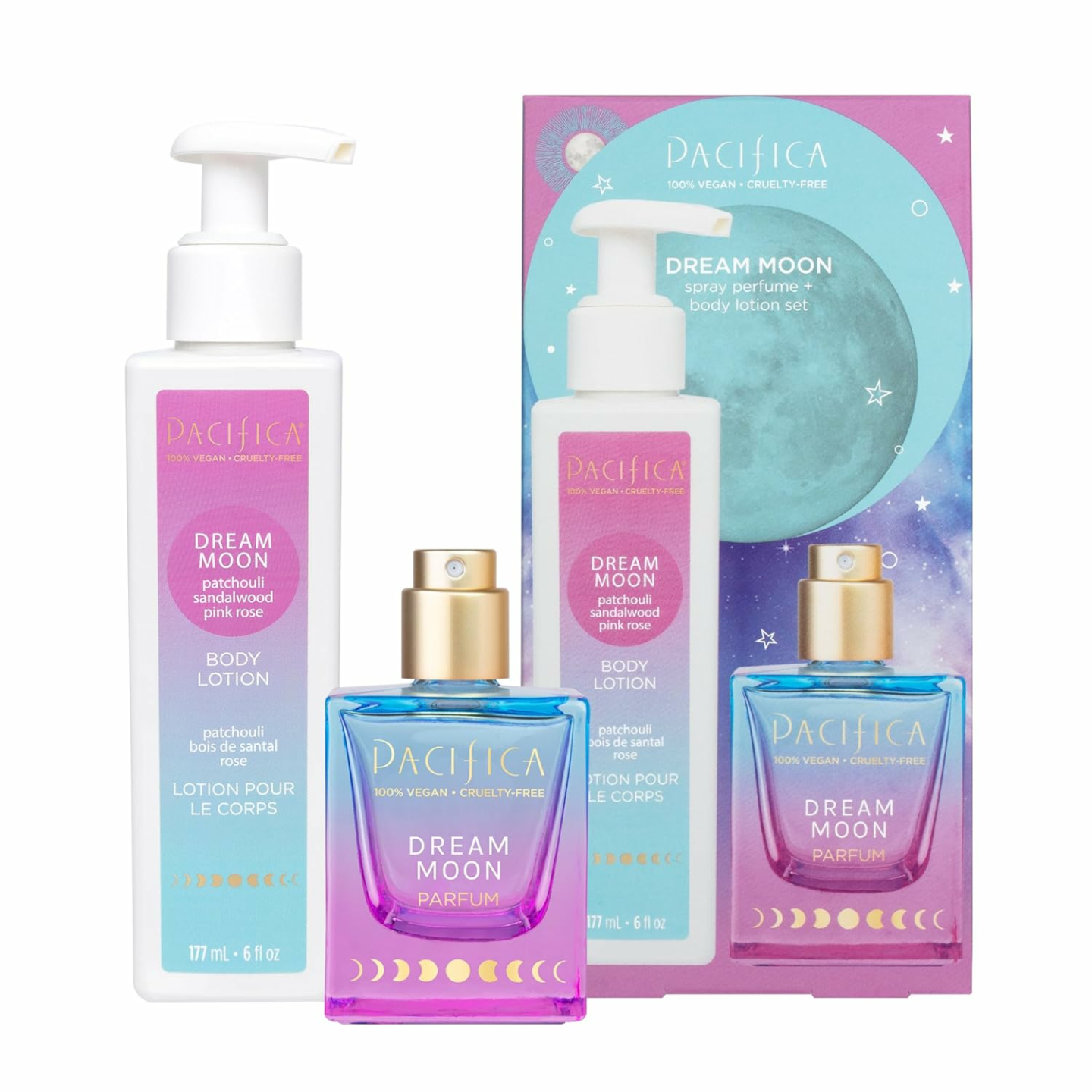Pacifica Beauty, Dream Moon Spray Perfume & Body Lotion, Natural + Essential Oils, Fragrance Gift Set, Holiday Gifts for Her, Stocking Stuffer, Vegan