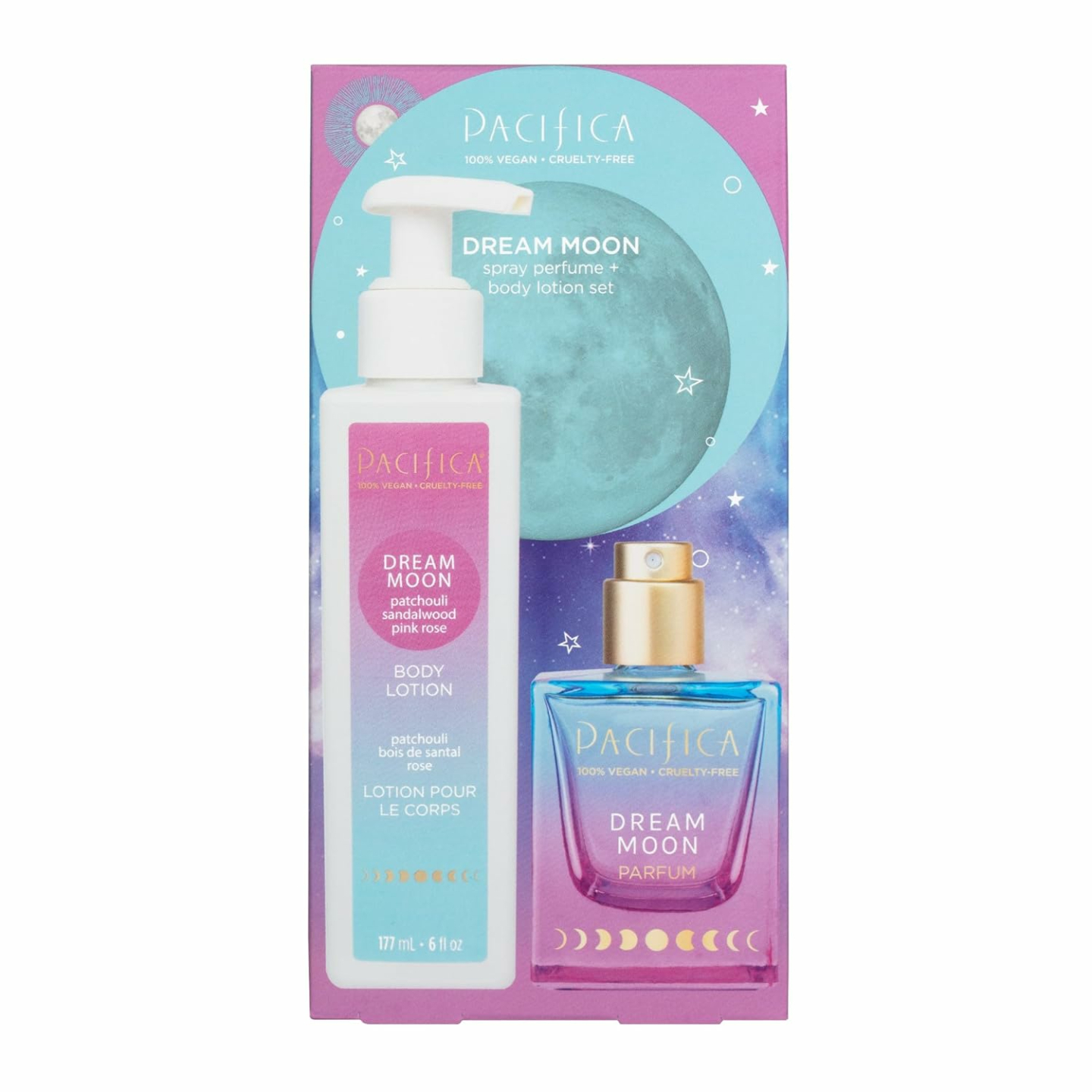 Pacifica Beauty, Dream Moon Spray Perfume & Body Lotion, Natural + Essential Oils, Fragrance Gift Set, Holiday Gifts for Her, Stocking Stuffer, Vegan