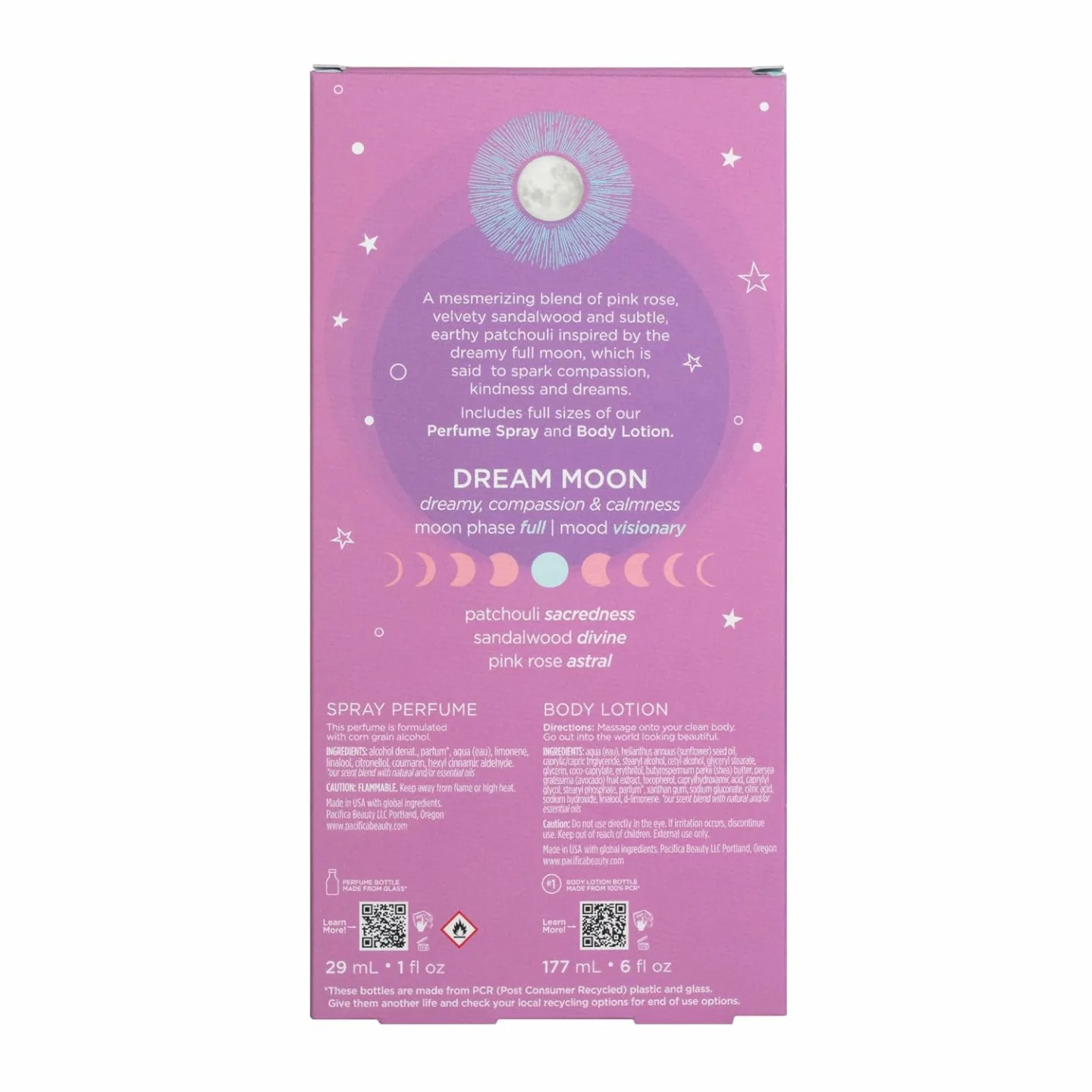 Pacifica Beauty, Dream Moon Spray Perfume & Body Lotion, Natural + Essential Oils, Fragrance Gift Set, Holiday Gifts for Her, Stocking Stuffer, Vegan