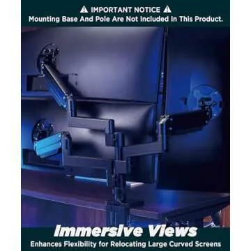 ULTRARM Heavy Duty Extension Arm [Accessory Only - Requires MA20P-S Single Monitor Arm for Use] Dual 49" Vertical Stacked Monitor Mount Height Adjustable - 100x100 VESA Mount, Black, MA20P-A