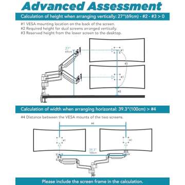 ULTRARM Heavy Duty Extension Arm [Accessory Only - Requires MA20P-S Single Monitor Arm for Use] Dual 49" Vertical Stacked Monitor Mount Height Adjustable - 100x100 VESA Mount, Black, MA20P-A