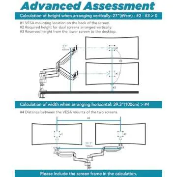ULTRARM Heavy Duty Extension Arm [Accessory Only - Requires MA20P-S Single Monitor Arm for Use] Dual 49" Vertical Stacked Monitor Mount Height Adjustable - 100x100 VESA Mount, Black, MA20P-A