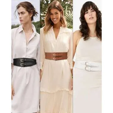 Kajeer Elastic Wide Waist Belt for Women - Vintage Chic Stylish Dress Belt