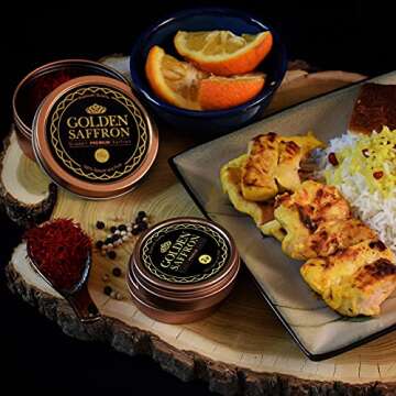 Golden Saffron, Finest Pure Premium All Red Saffron Threads, Grade A+ Super Negin Non-GMO Verified. For Tea, Paella, Rice, Desserts, Golden Milk and Risotto (2 Grams)