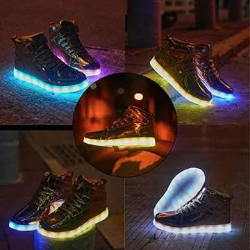 PYYIQI Kids LED Light Up High Top Sneakers for Parties