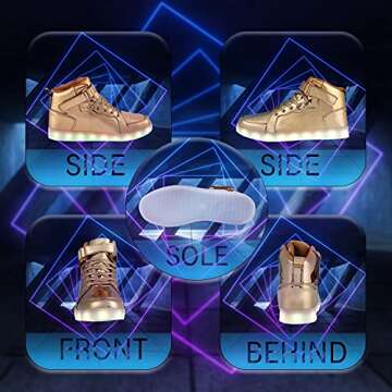 PYYIQI Kids LED Light Up High Top Sneakers for Parties