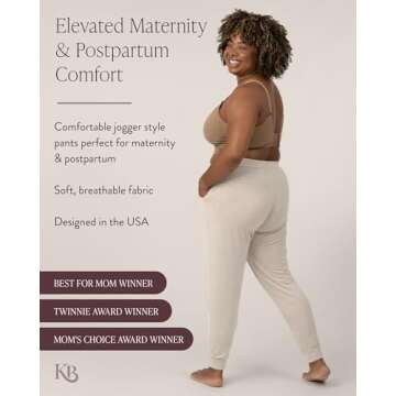 Kindred Bravely Everyday Maternity Joggers/Lounge Pants for Women (Oatmeal Heather, Medium)