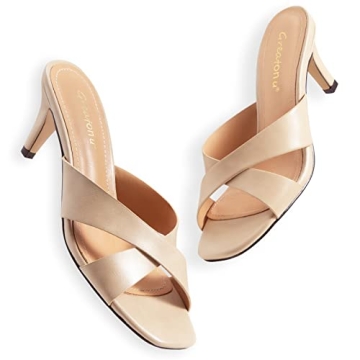 Greatonu Square Toe Slide Heels for Stylish Comfort