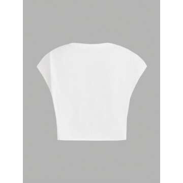 GORGLITTER Women's Graphic Print Cap Sleeve Crop Top - Trendy Casual Tee