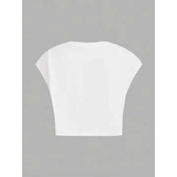 GORGLITTER Women's Graphic Print Cap Sleeve Crop Top - Trendy Casual Tee