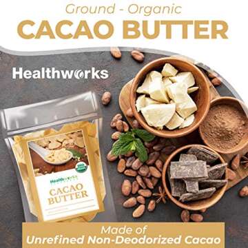 Healthworks Organic Cacao Butter - Versatile Superfood 16 Oz