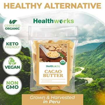 Healthworks Organic Cacao Butter - Versatile Superfood 16 Oz