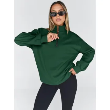 Trendy Queen Women's Oversized Half Zip Sweatshirt