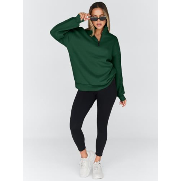 Trendy Queen Women's Oversized Half Zip Sweatshirt