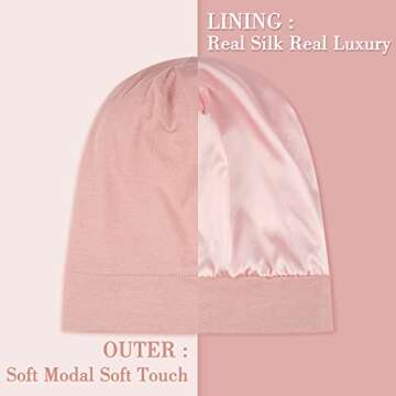 LULUSILK Mulberry Silk Bonnet for Sleeping Women, Real Silk Sleep Cap for Curly Hair and Braids, Pur...