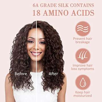 LULUSILK Mulberry Silk Bonnet for Sleeping Women, Real Silk Sleep Cap for Curly Hair and Braids, Pure Silk Head Wrap with Scrunchies, Pink