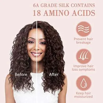 LULUSILK Mulberry Silk Bonnet for Sleeping Women, Real Silk Sleep Cap for Curly Hair and Braids, Pure Silk Head Wrap with Scrunchies, Pink