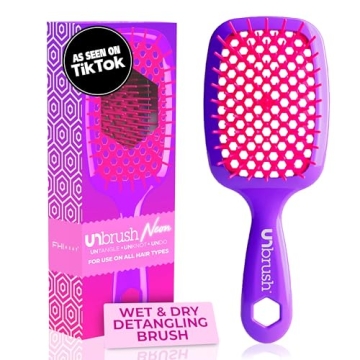 FHI Heat UNbrush Detangling Brush for Pain-Free Brushing on All Wet or Dry Hair Types — Durable Du...