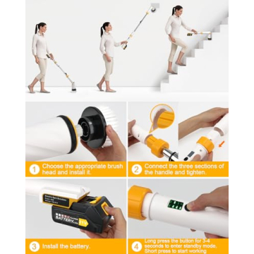 1200 RPM Electric Spin Scrubber for Effortless Cleaning