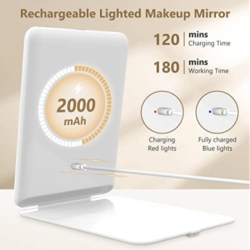 Miroposs Rechargeable Makeup Mirror for Travel and Vanity