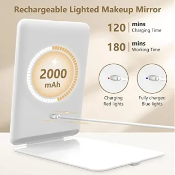 Miroposs Rechargeable Makeup Mirror for Travel and Vanity