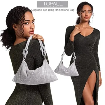 TOPALL Rhinestone Purse Sparkly Evening Handbag for Women