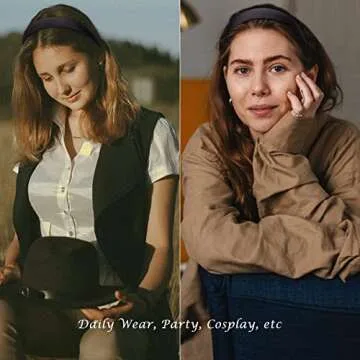 Wecoe 10 Pack Black Satin Wide Non-Slip Hair Bands