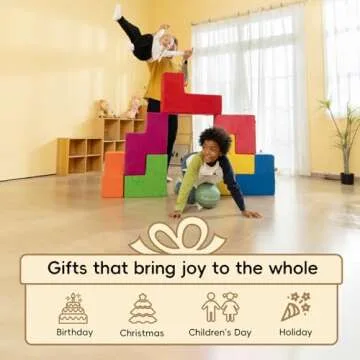 Frolic & Fun Modular Kids Play Couch, 7PCS Sectional Sofa for Building Forts, Pillow Forts, Soma Cube Blocks, Playroom Foam Cushion