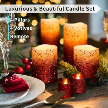 FURORA LIGHTING Flameless Glitter LED Candle Set