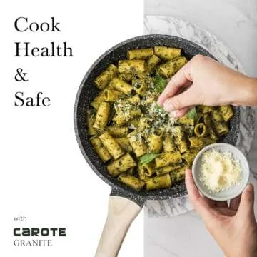 Carote Nonstick Granite Cookware Sets 8 Pcs Stone Cookware Set,non stick frying pan set, pots and pans set (Granite, induction cookware)