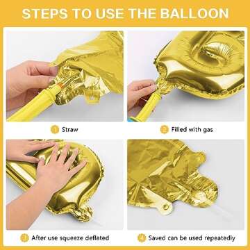 Gold Happy Birthday Balloons Banner 16 Inch Mylar Foil Letters, Inflatable Party Decor and Birthday Decorations for Women, Men, Boys & Girls Kids and Adults, Reusable, Party Supplies